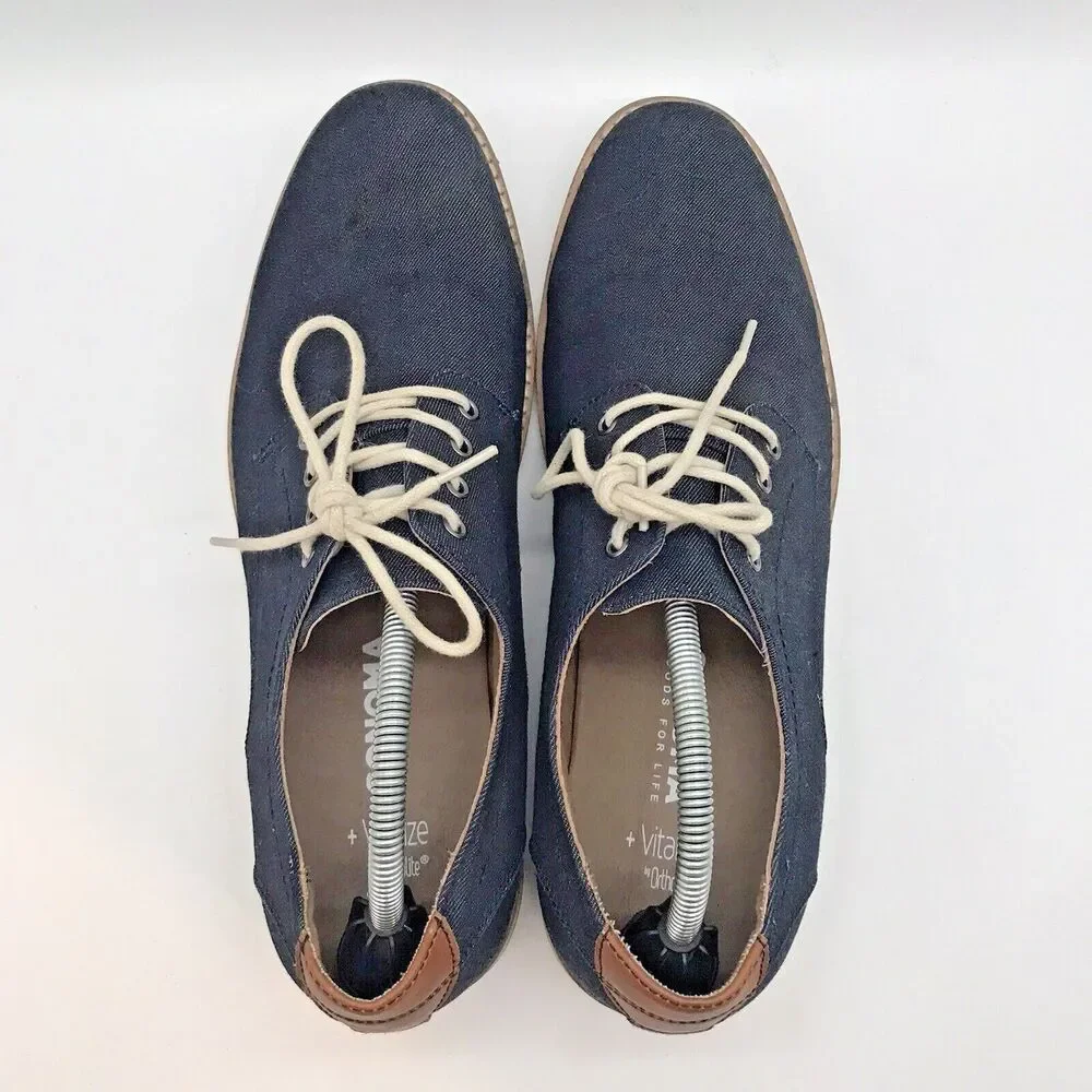 Sonoma Warren Navy Textile Shoes Men's 11M Cushioned Ortholite Lace Up Low Derby